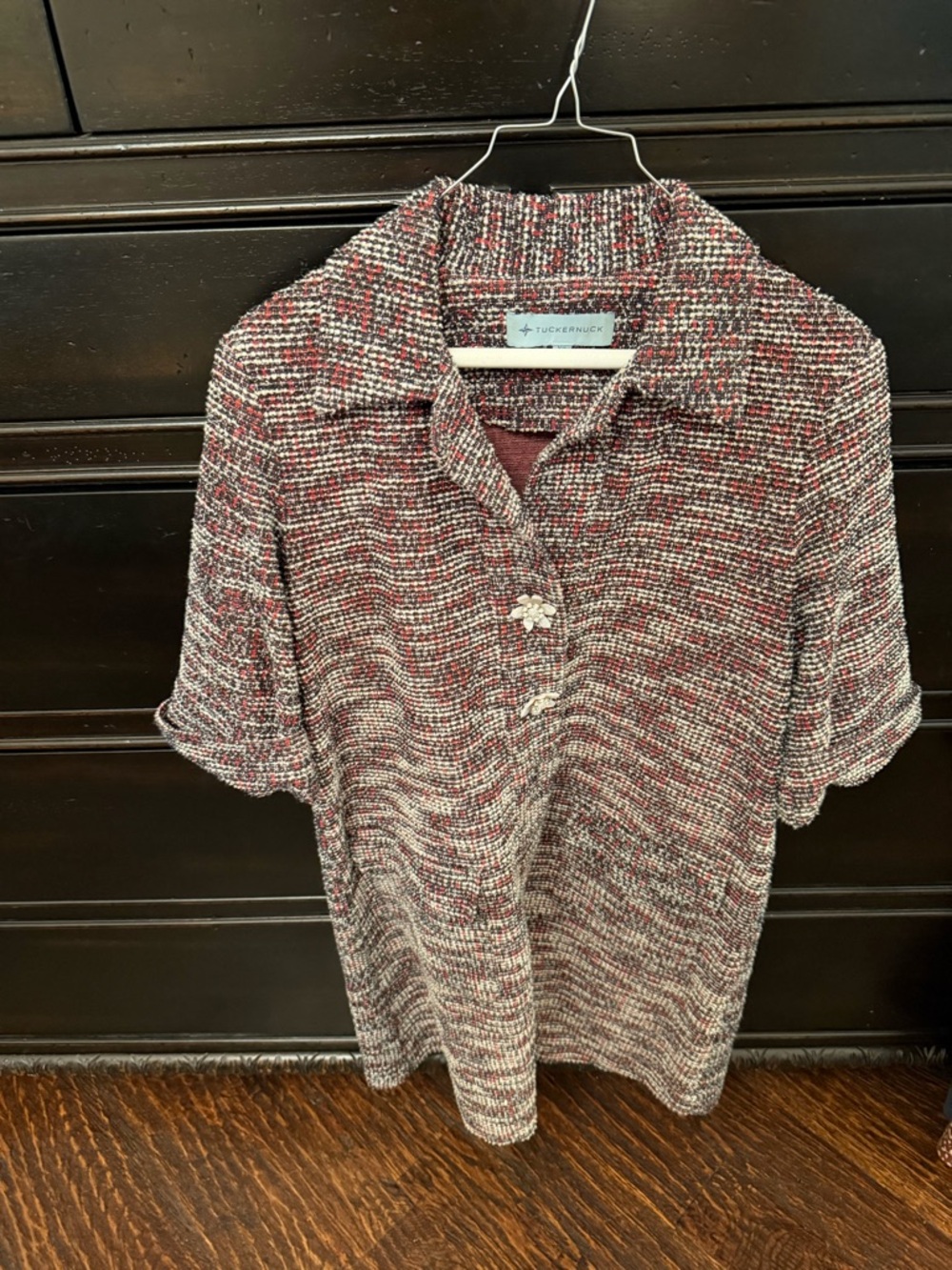 Tuckernuck Marled Knit Short-Sleeve Dress in Burgundy Mix